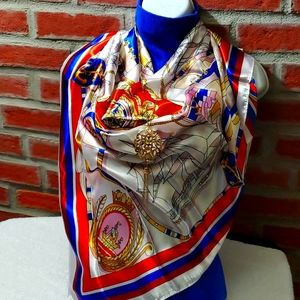 Ladies Sheer, Silk Style Scarf w/a Nostalgic Design - $15 - NWT. Very classy!